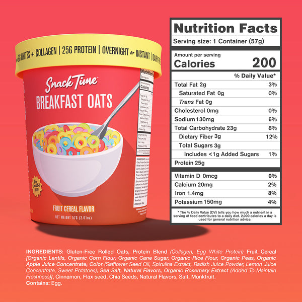SnackTime Breakfast Oats - Fruit Cereal Flavor (8 Pack)